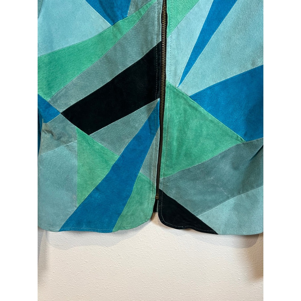 VTG Patchwork Patchwork Suede Leather Jacket Crop… - image 3